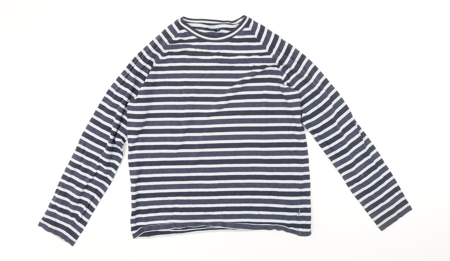 Jasper Conran Womens Blue Striped 100% Cotton Basic T-Shirt Size M Boat Neck
