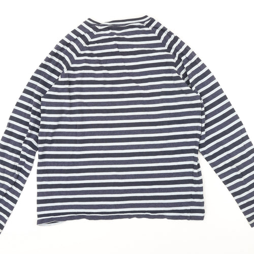 Jasper Conran Womens Blue Striped 100% Cotton Basic T-Shirt Size M Boat Neck