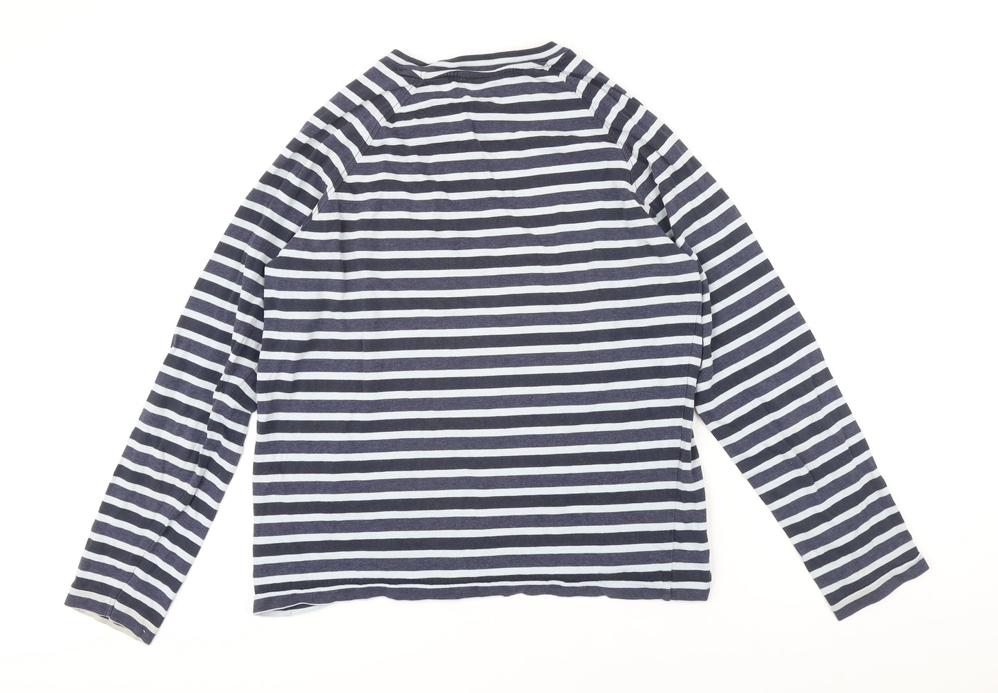 Jasper Conran Womens Blue Striped 100% Cotton Basic T-Shirt Size M Boat Neck