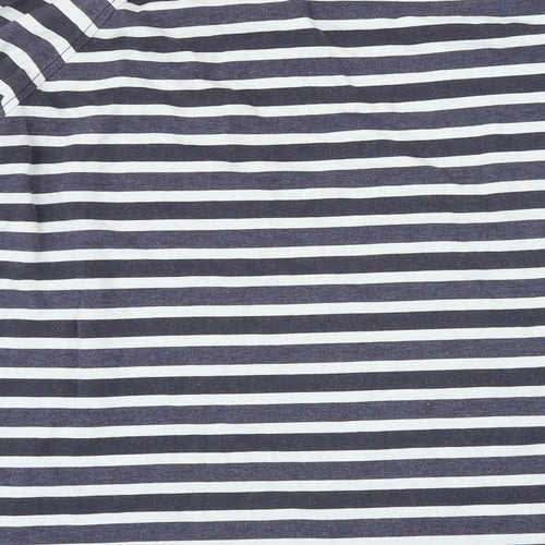 Jasper Conran Womens Blue Striped 100% Cotton Basic T-Shirt Size M Boat Neck