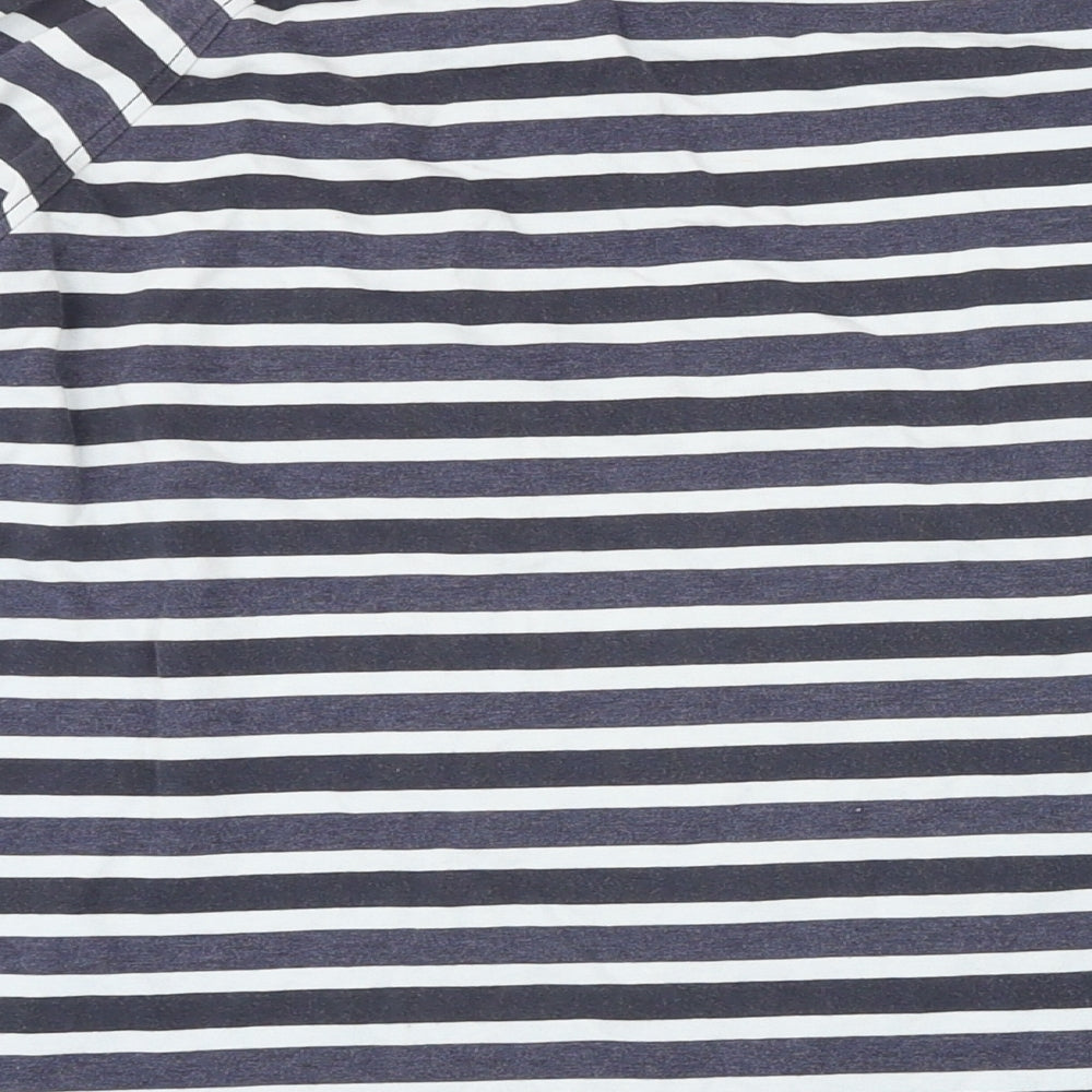 Jasper Conran Womens Blue Striped 100% Cotton Basic T-Shirt Size M Boat Neck