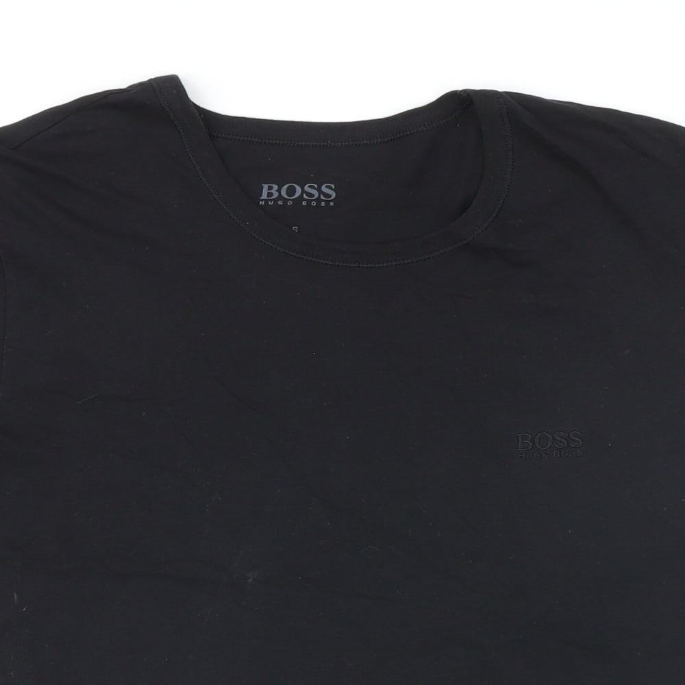 Boss Mens Black Cotton T-Shirt Size S Round Neck