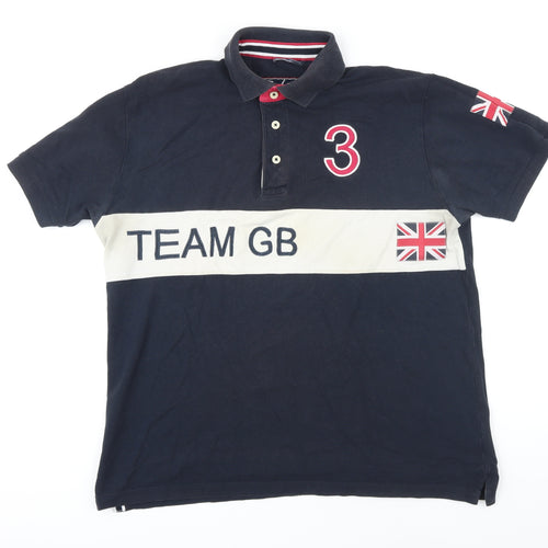 Rydale Mens Blue 100% Cotton Polo Size 2XL Collared Button - Team GB