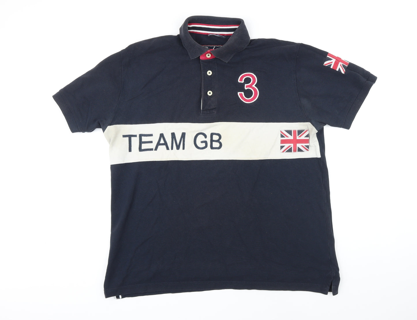 Rydale Mens Blue 100% Cotton Polo Size 2XL Collared Button - Team GB