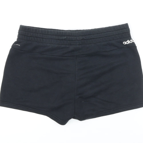 Addidas Womens Black Polyester Basic Shorts Size M Regular Drawstring - Elasticated waist