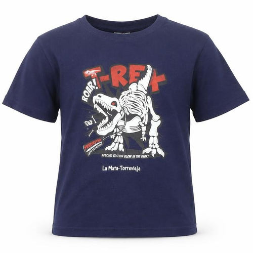 Texmania Boys Blue 100% Cotton Basic T-Shirt Size 9-10 Years Round Neck - Roar T Rex