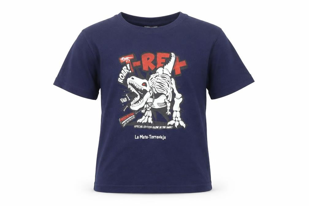 Texmania Boys Blue 100% Cotton Basic T-Shirt Size 9-10 Years Round Neck - Roar T Rex