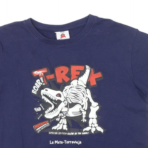 Texmania Boys Blue 100% Cotton Basic T-Shirt Size 9-10 Years Round Neck - Roar T Rex