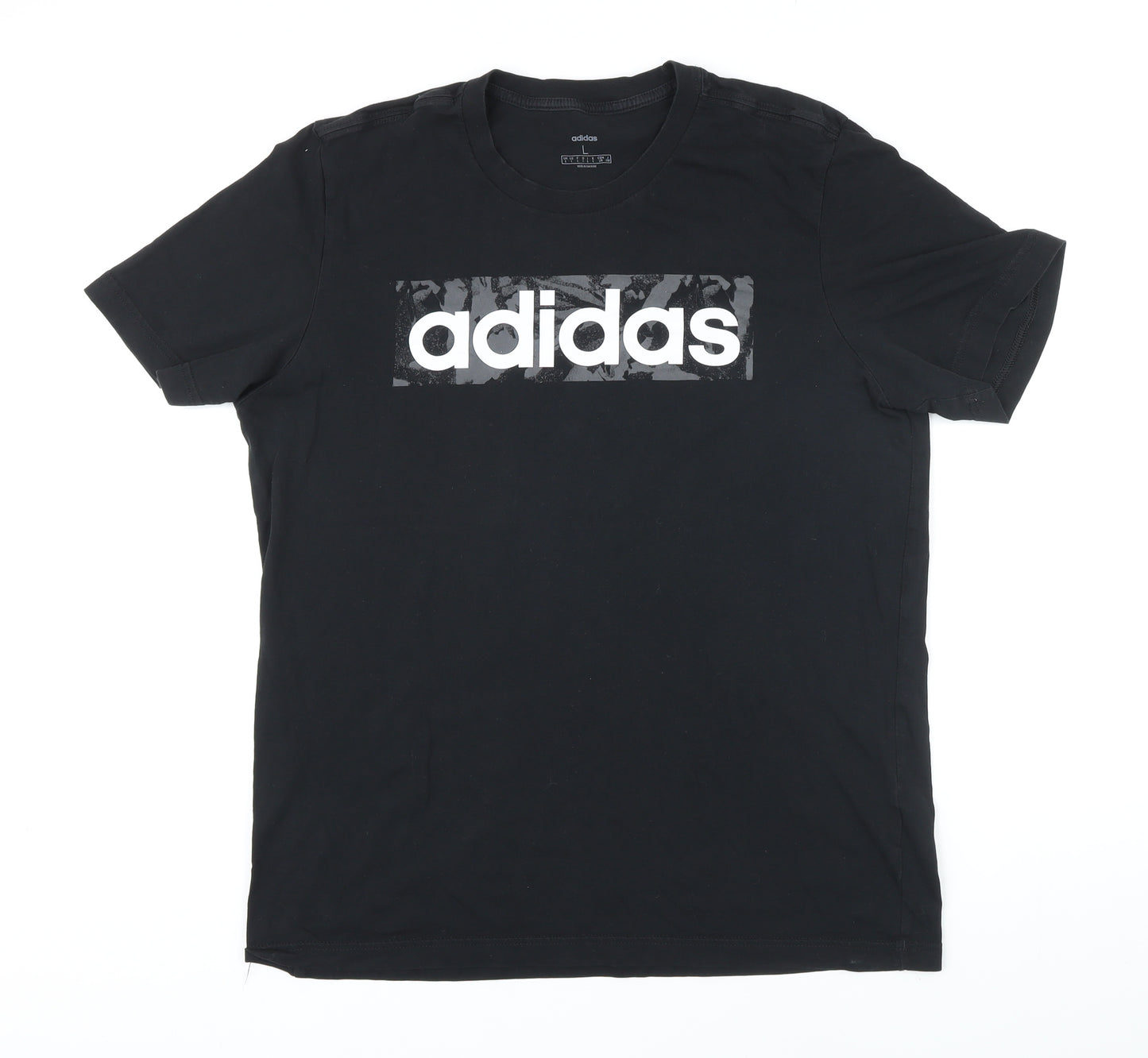 Addidas Mens Black Cotton T-Shirt Size L Round Neck - Addidas