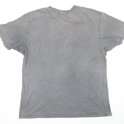 The Couture Club Mens Grey Cotton T-Shirt Size L Round Neck