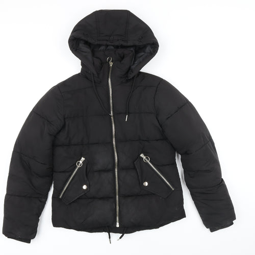 Topshop Womens Black Puffer Jacket Jacket Size 8 Zip