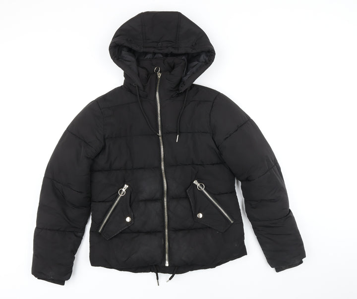 Topshop Womens Black Puffer Jacket Jacket Size 8 Zip