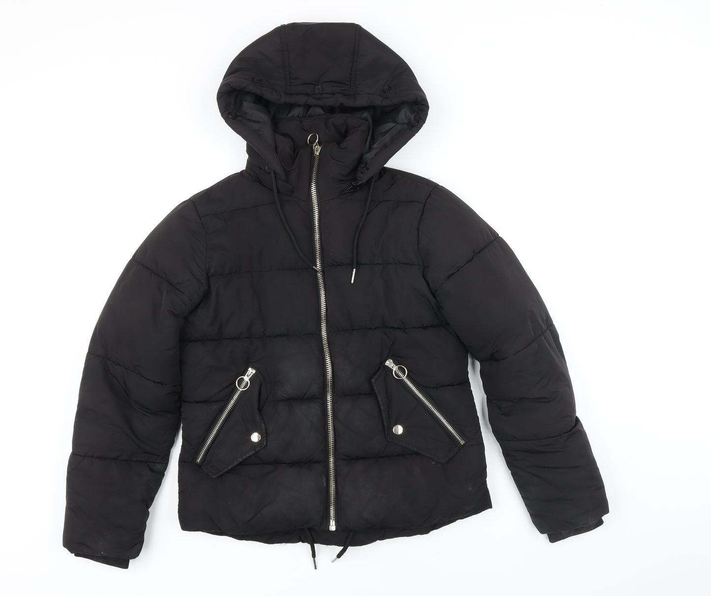 Topshop Womens Black Puffer Jacket Jacket Size 8 Zip