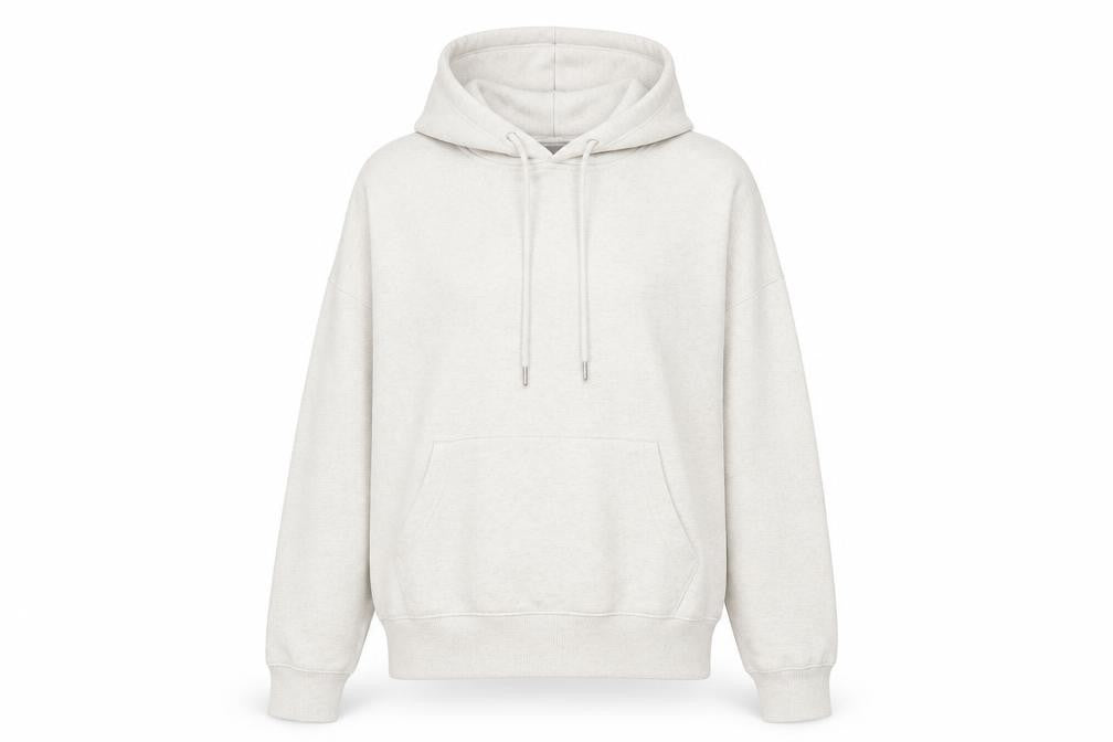 Front view of New Look women’s ivory polyester pullover hoodie, size S