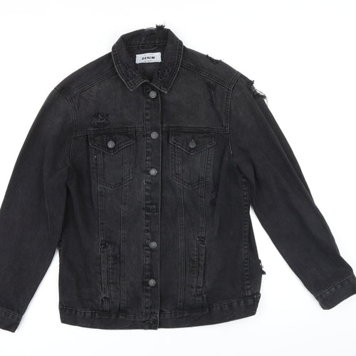 New Look Womens Black Jacket Size 8 Button - Distressed look