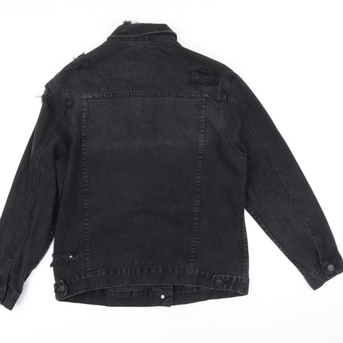 New Look Womens Black Jacket Size 8 Button - Distressed look