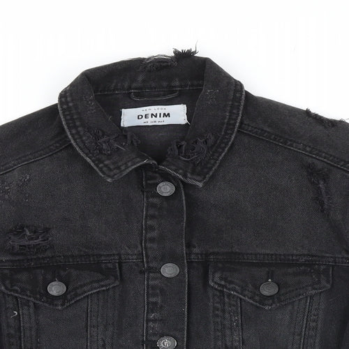 New Look Womens Black Jacket Size 8 Button - Distressed look
