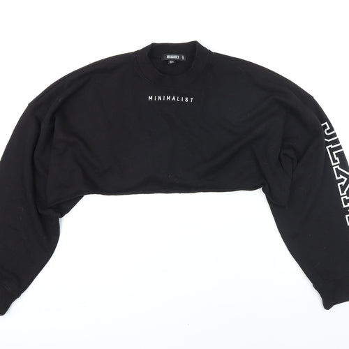 Missguided Womens Black Chlorofibre Pullover Sweatshirt Size 10 - Cropped