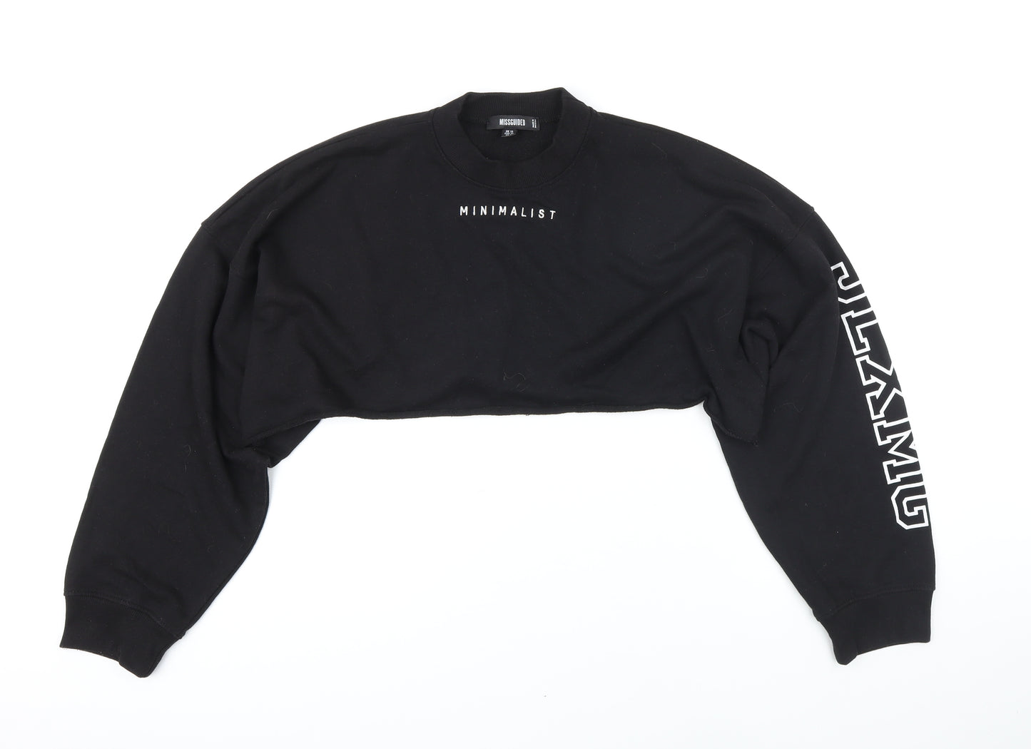 Missguided Womens Black Chlorofibre Pullover Sweatshirt Size 10 - Cropped