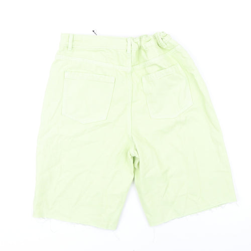 M&S Girls Green 100% Cotton Cut-Off Shorts Size 13-14 Years L10 in Regular Zip