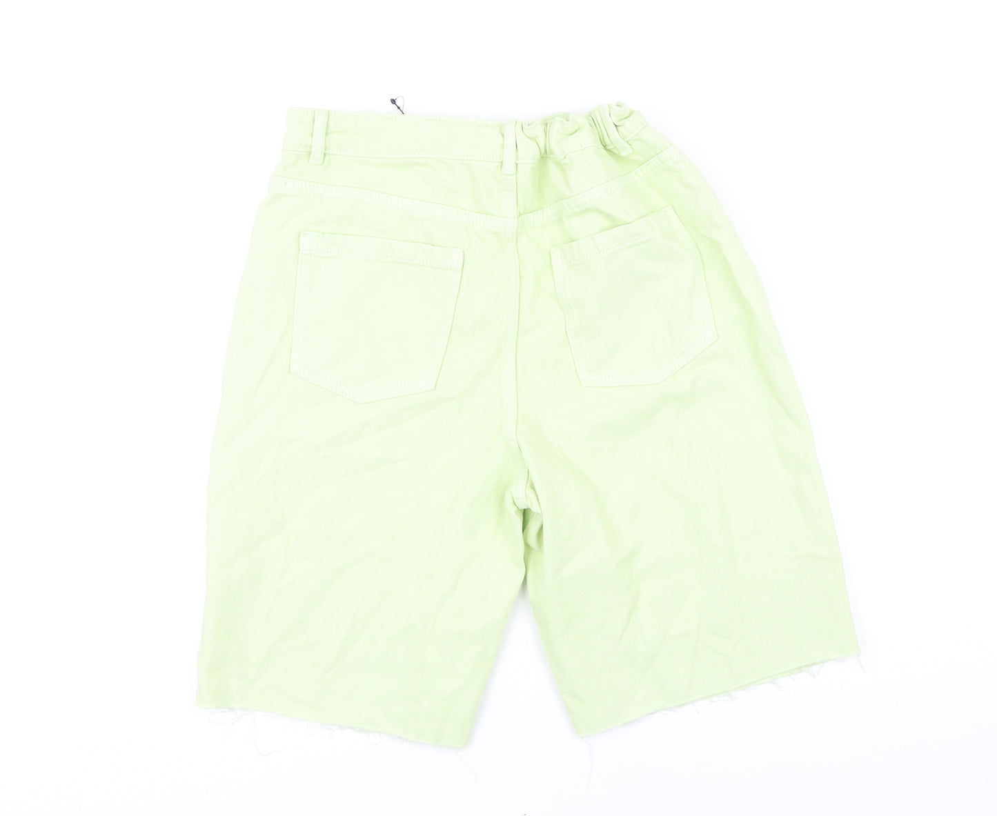 M&S Girls Green 100% Cotton Cut-Off Shorts Size 13-14 Years L10 in Regular Zip