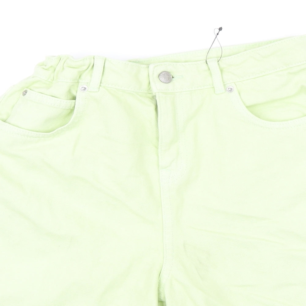 M&S Girls Green 100% Cotton Cut-Off Shorts Size 13-14 Years L10 in Regular Zip