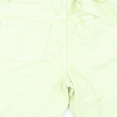 M&S Girls Green 100% Cotton Cut-Off Shorts Size 13-14 Years L10 in Regular Zip