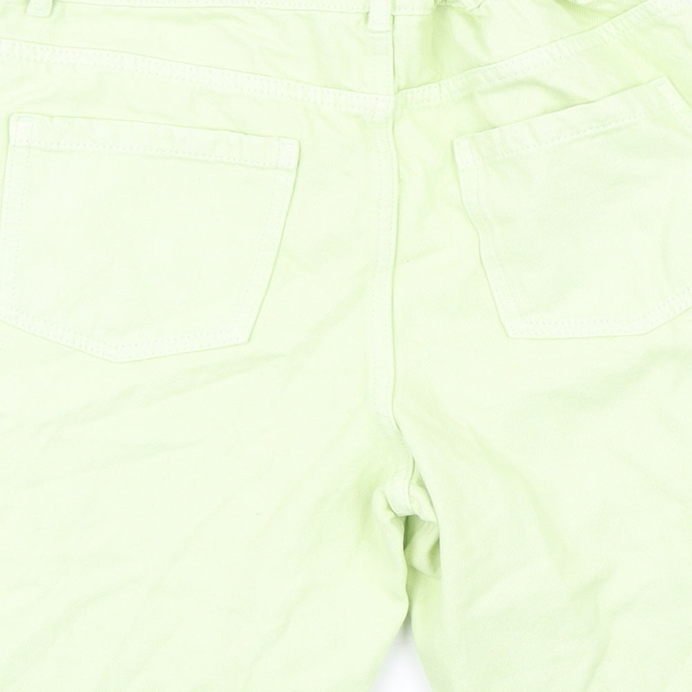M&S Girls Green 100% Cotton Cut-Off Shorts Size 13-14 Years L10 in Regular Zip
