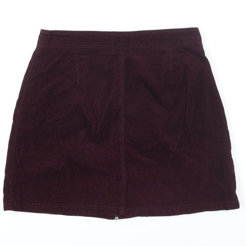 New Look Womens Purple Cotton Mini Skirt Size 10 Zip