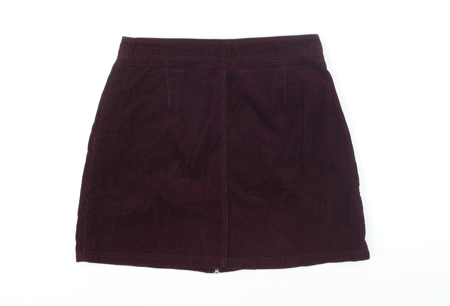 New Look Womens Purple Cotton Mini Skirt Size 10 Zip