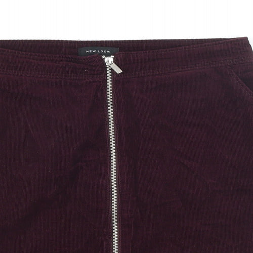 New Look Womens Purple Cotton Mini Skirt Size 10 Zip