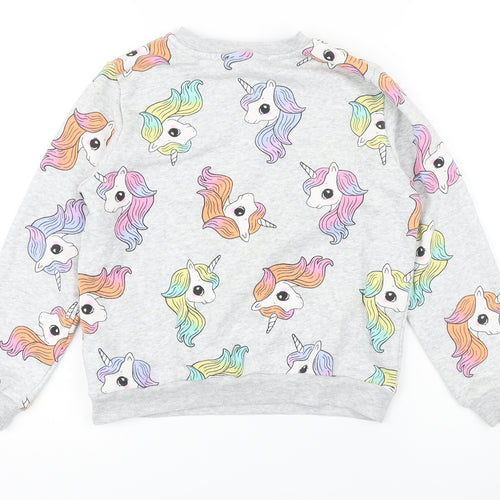 H&M Girls Grey Geometric Cotton Pullover Sweatshirt Size 9-10 Years - My little pony