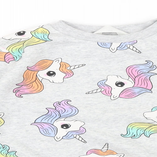 H&M Girls Grey Geometric Cotton Pullover Sweatshirt Size 9-10 Years - My little pony