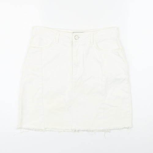 New Look Womens White Cotton Mini Skirt Size 10 Zip