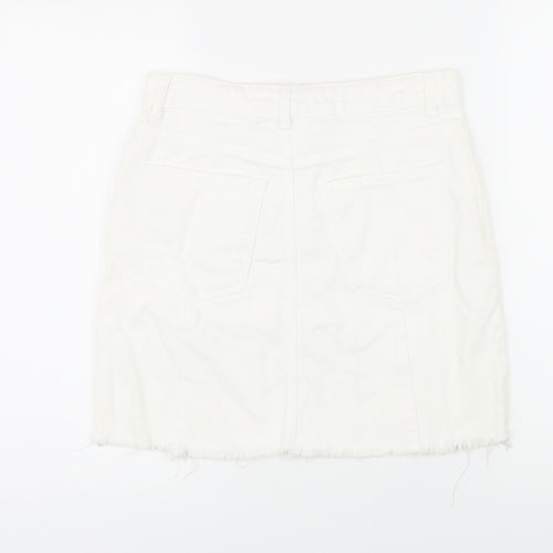 New Look Womens White Cotton Mini Skirt Size 10 Zip