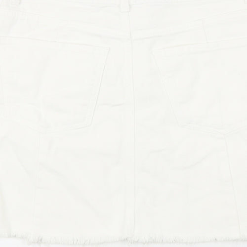 New Look Womens White Cotton Mini Skirt Size 10 Zip