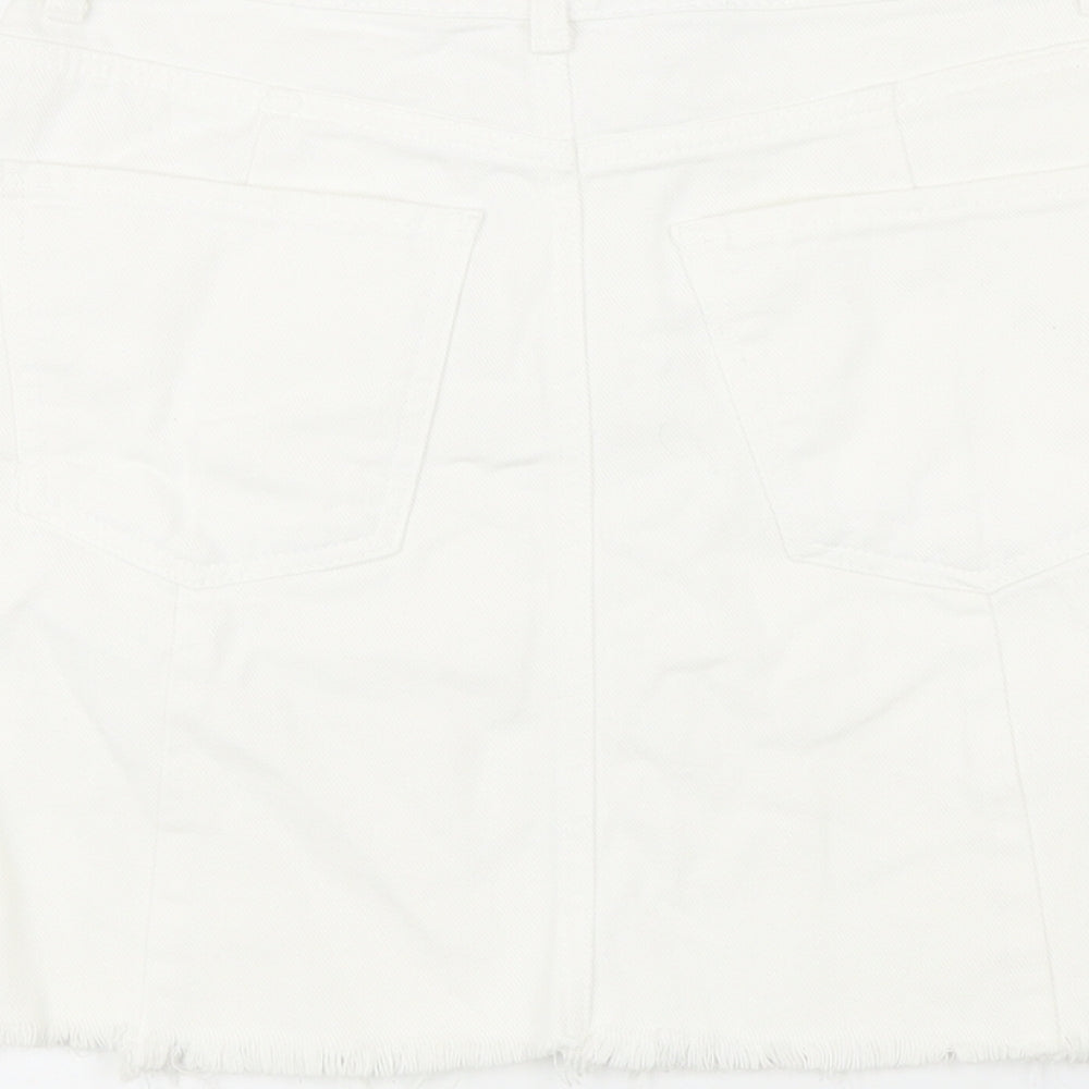 New Look Womens White Cotton Mini Skirt Size 10 Zip