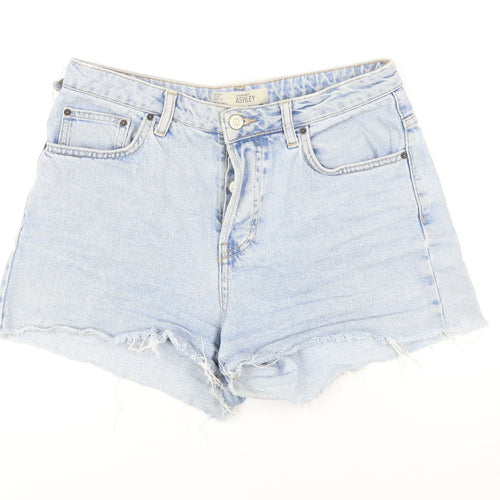 Topshop Womens Blue 100% Cotton Culotte Shorts Size 10 Regular Button