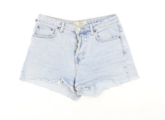 Topshop Womens Blue 100% Cotton Culotte Shorts Size 10 Regular Button