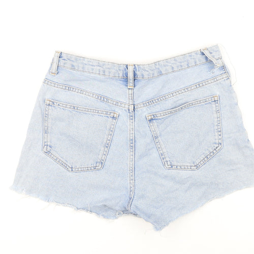 Topshop Womens Blue 100% Cotton Culotte Shorts Size 10 Regular Button