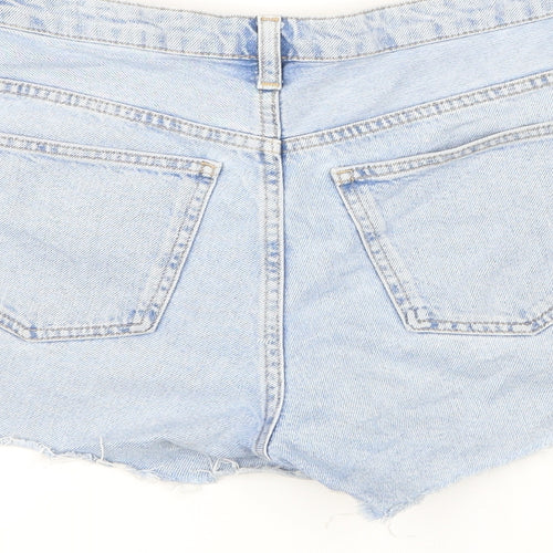 Topshop Womens Blue 100% Cotton Culotte Shorts Size 10 Regular Button