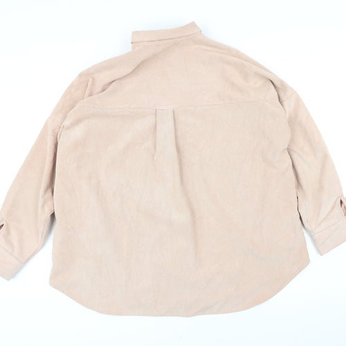 Zara Womens Pink 100% Cotton Basic Blouse Size L Collared