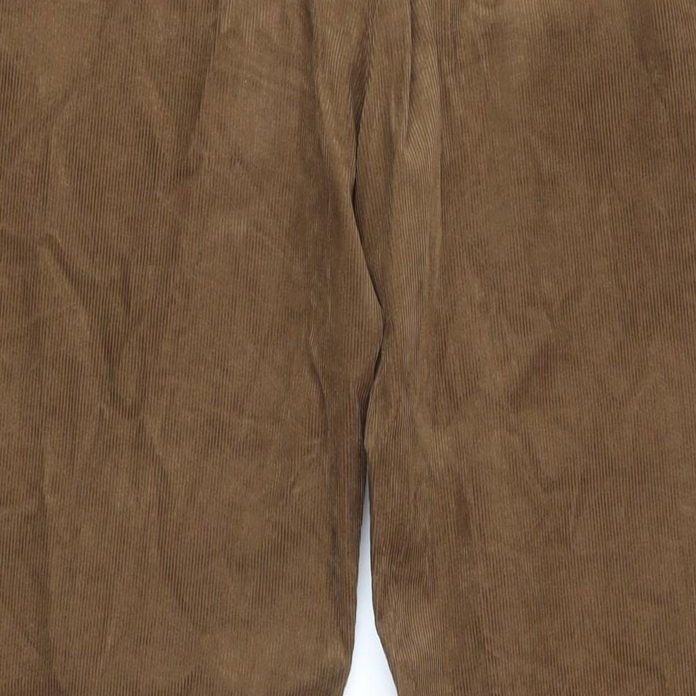 M&S Mens Brown Cotton Trousers Size 34 in L30 in Regular Zip