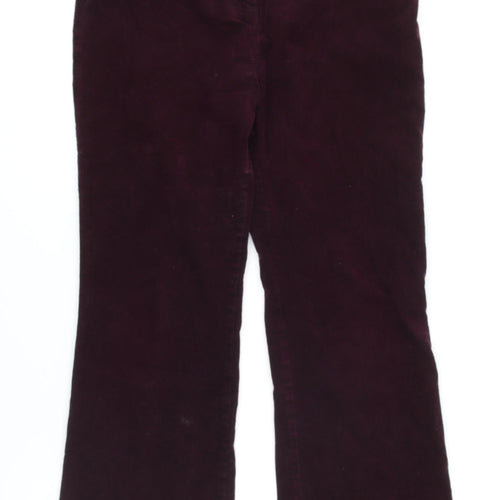 M&S Womens Purple Cotton Trousers Size 12 L26 in Regular