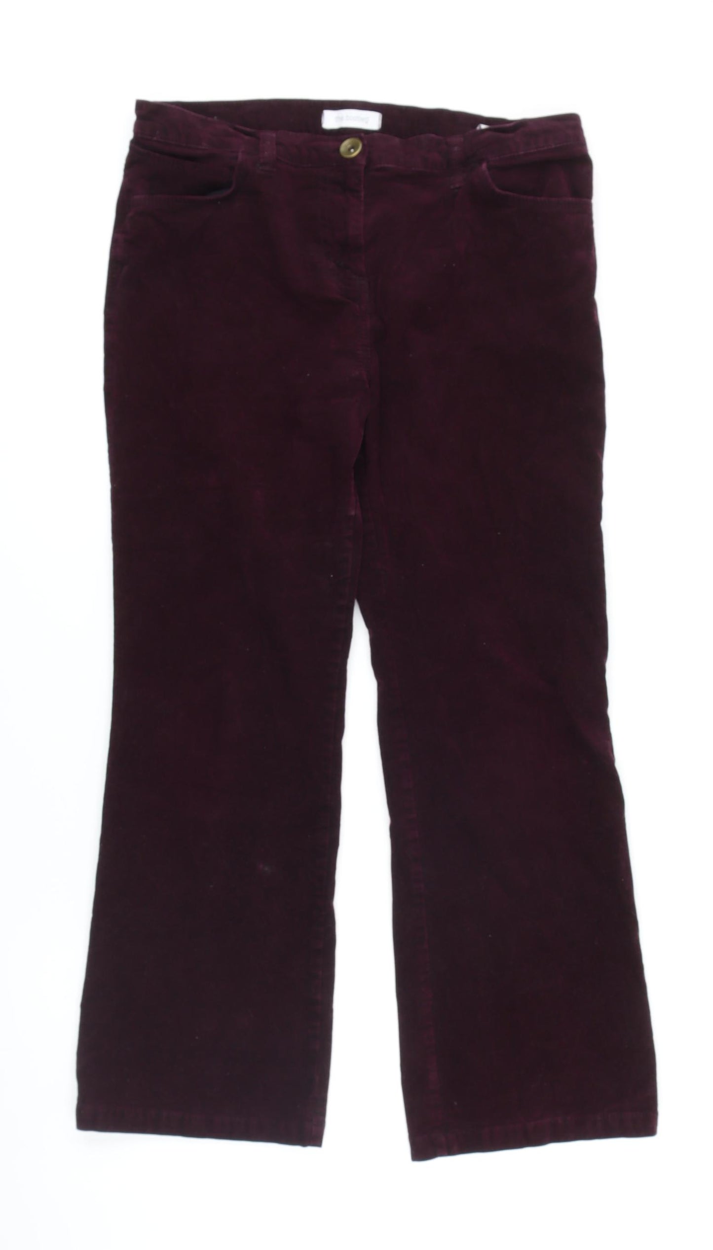 M&S Womens Purple Cotton Trousers Size 12 L26 in Regular