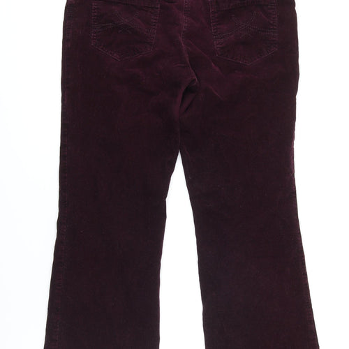 M&S Womens Purple Cotton Trousers Size 12 L26 in Regular