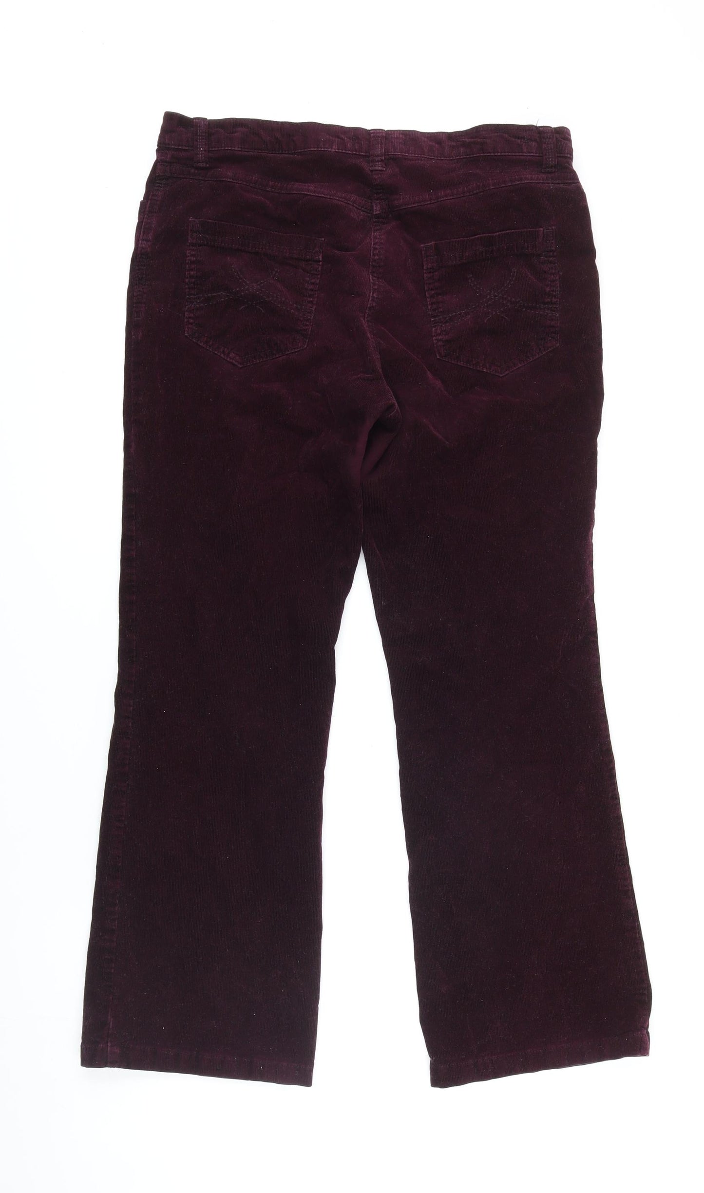 M&S Womens Purple Cotton Trousers Size 12 L26 in Regular