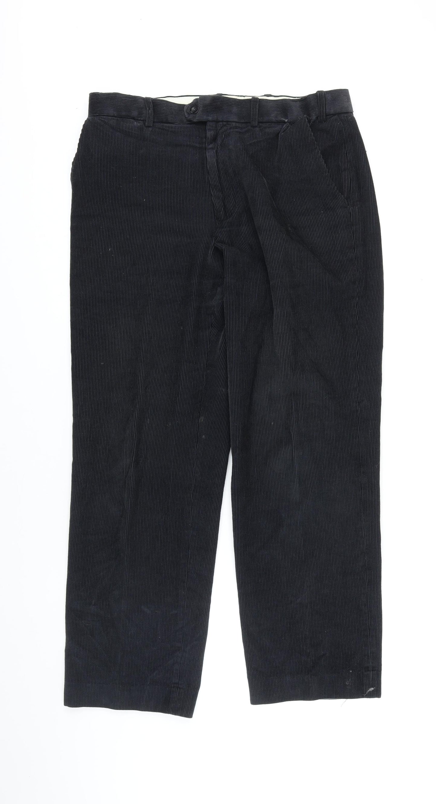 M&S Mens Black Cotton Trousers Size 32 in L29 in Regular