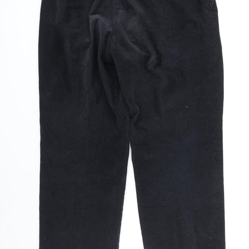 M&S Mens Black Cotton Trousers Size 32 in L29 in Regular