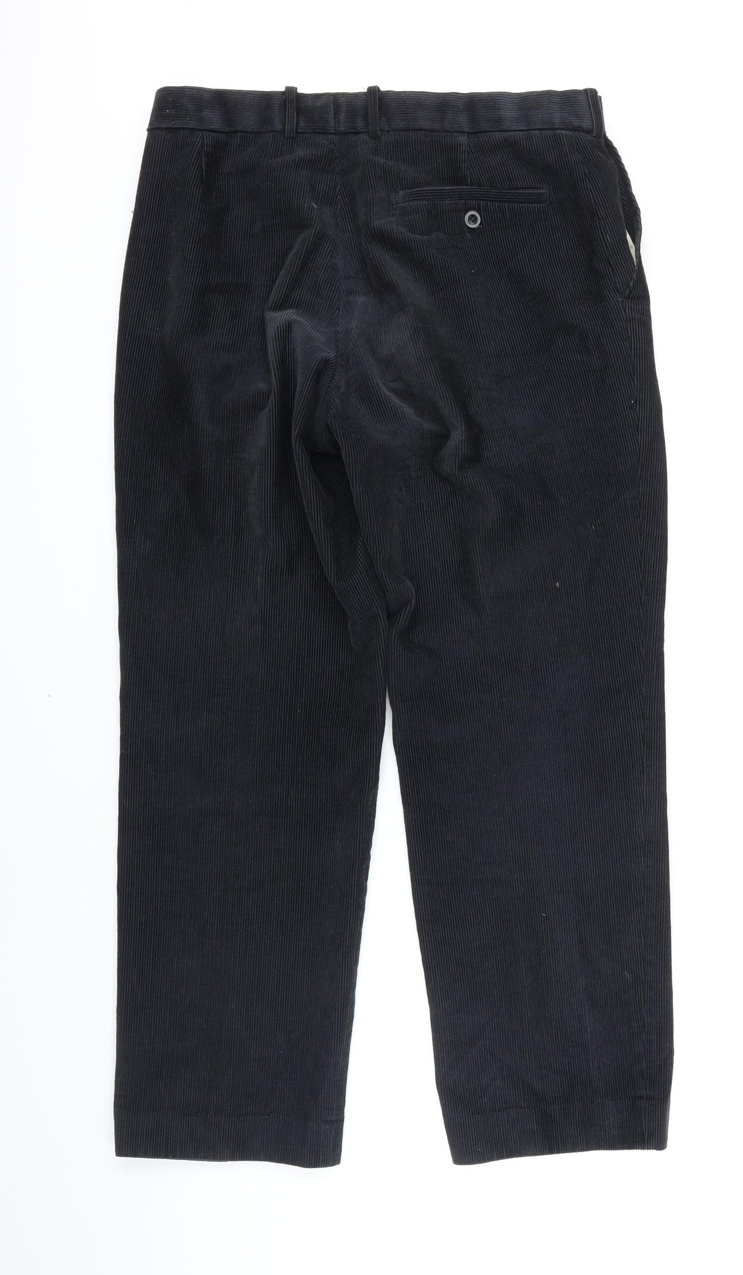 M&S Mens Black Cotton Trousers Size 32 in L29 in Regular